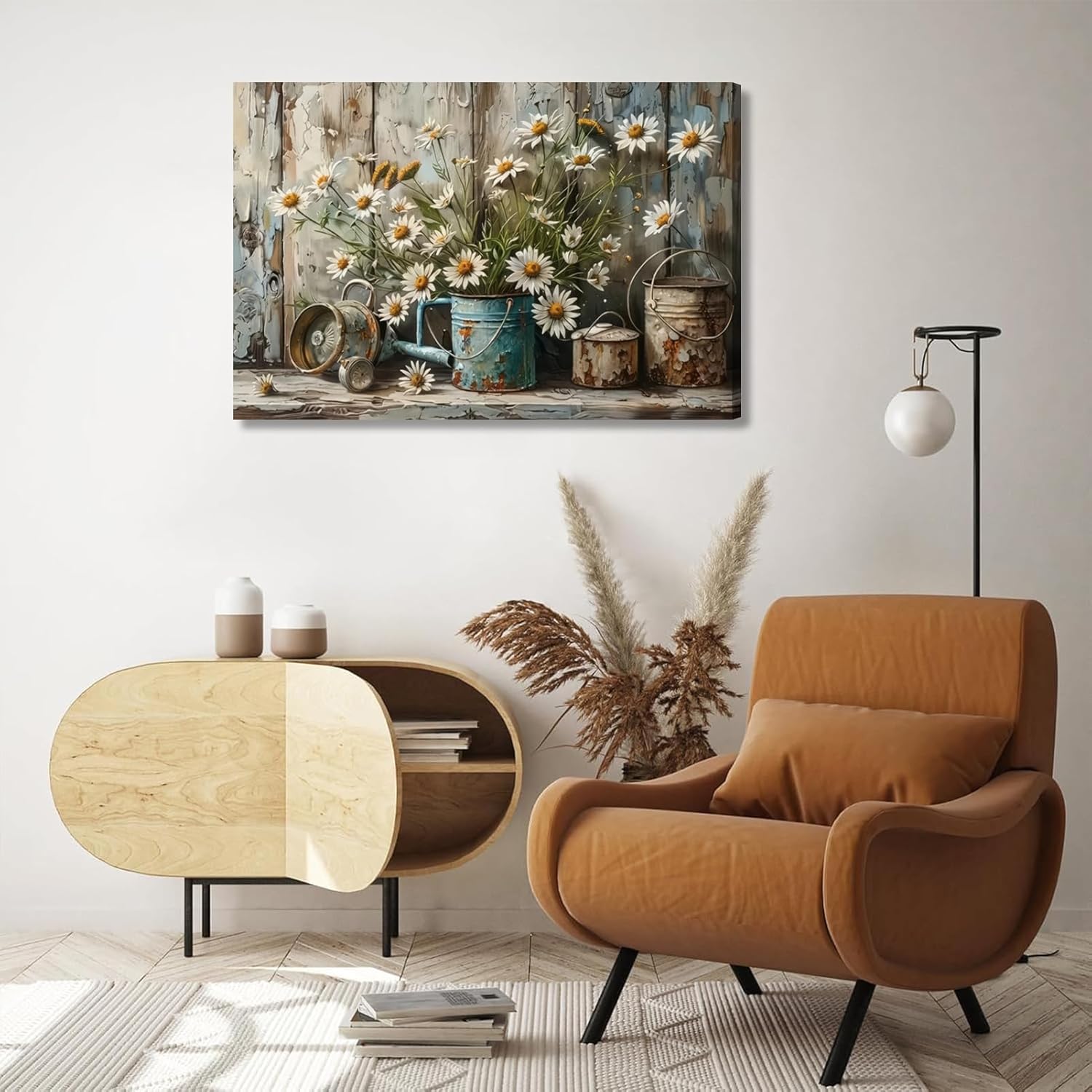 Vintage Farmhouse Blue Canvas Wall Art — 16" - View 5