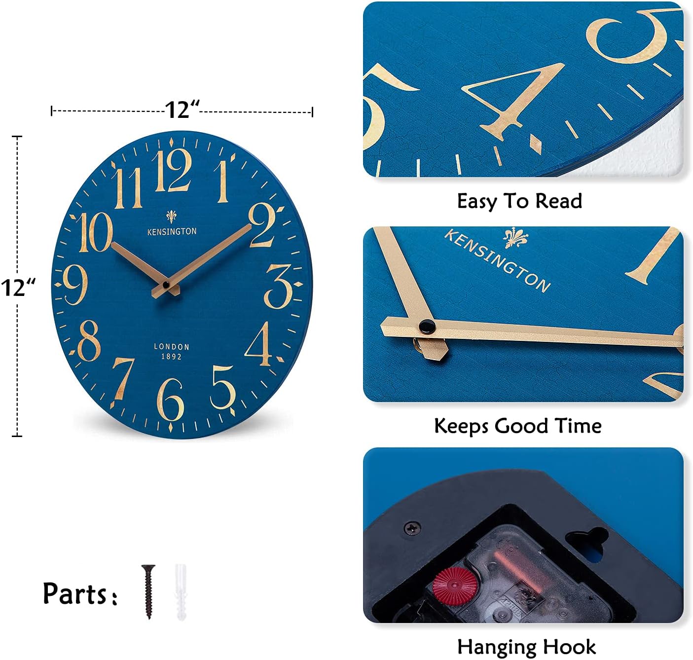 Battery Operated Beige Wall Clock — 12" - View 5