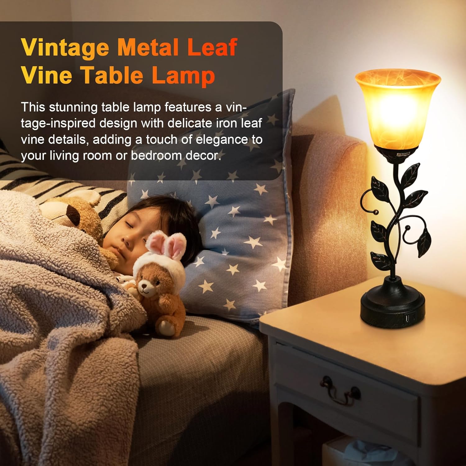 Dimmable Glass Bedside Lamp - View 3