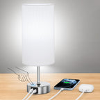 Dimmable Modern Silver Nightstand Lamp — 12.8"