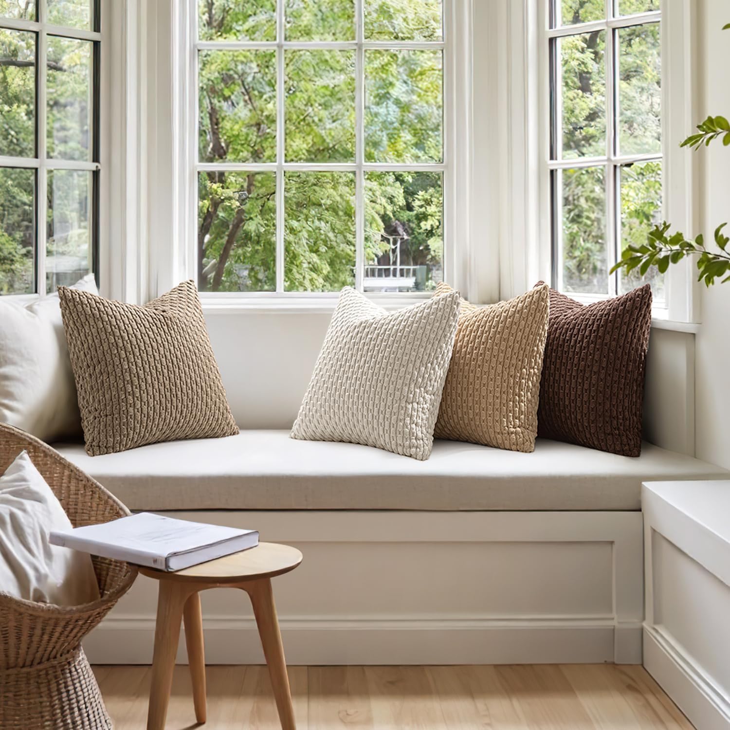 Boho Beige Throw Pillow Cover — 18" - View 5
