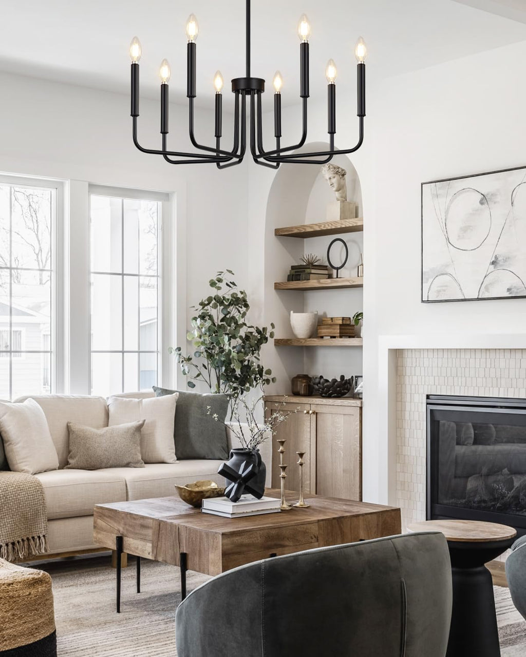 Farmhouse Black Chandelier — 8-Light - View 7