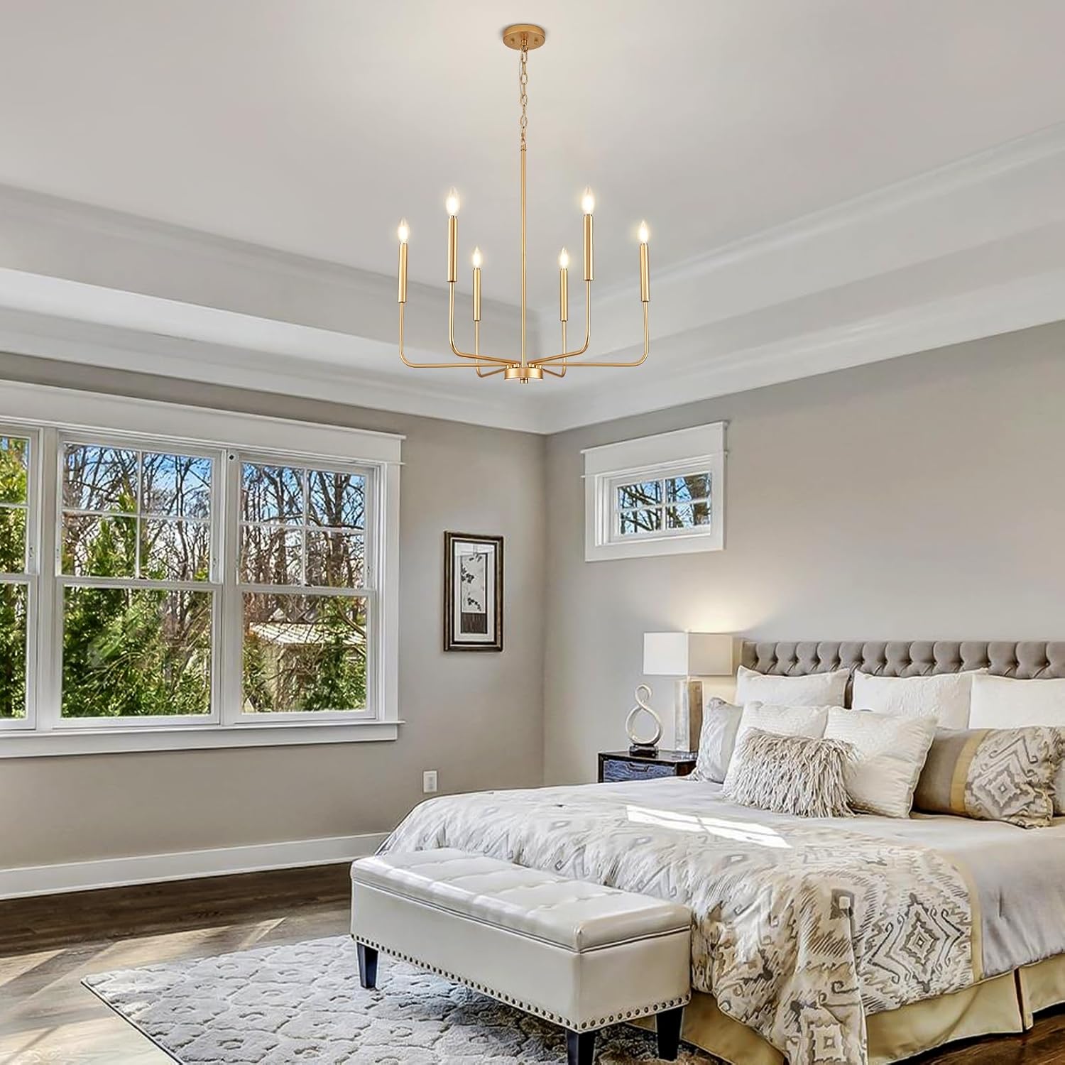 Farmhouse Black Chandelier — 6-Light - View 8