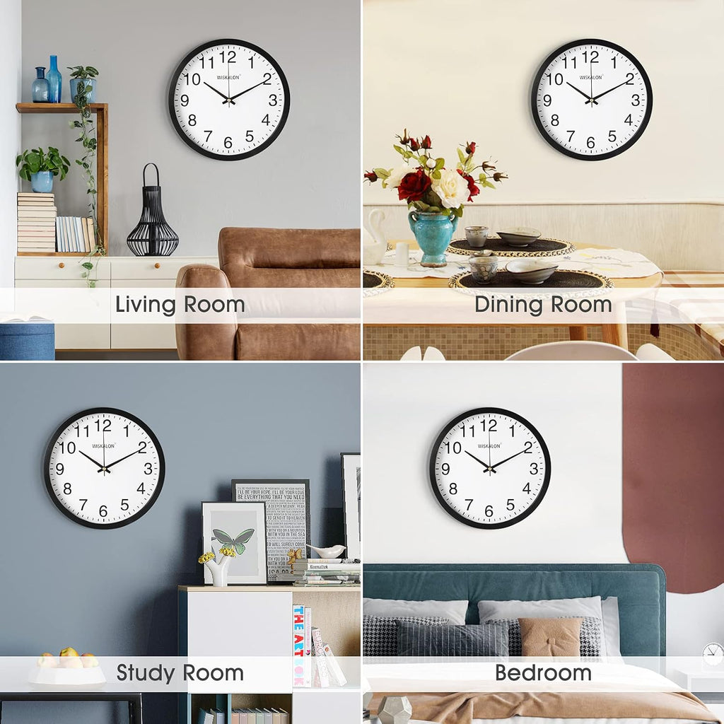 Battery Operated Black Wall Clock — 10" - View 7