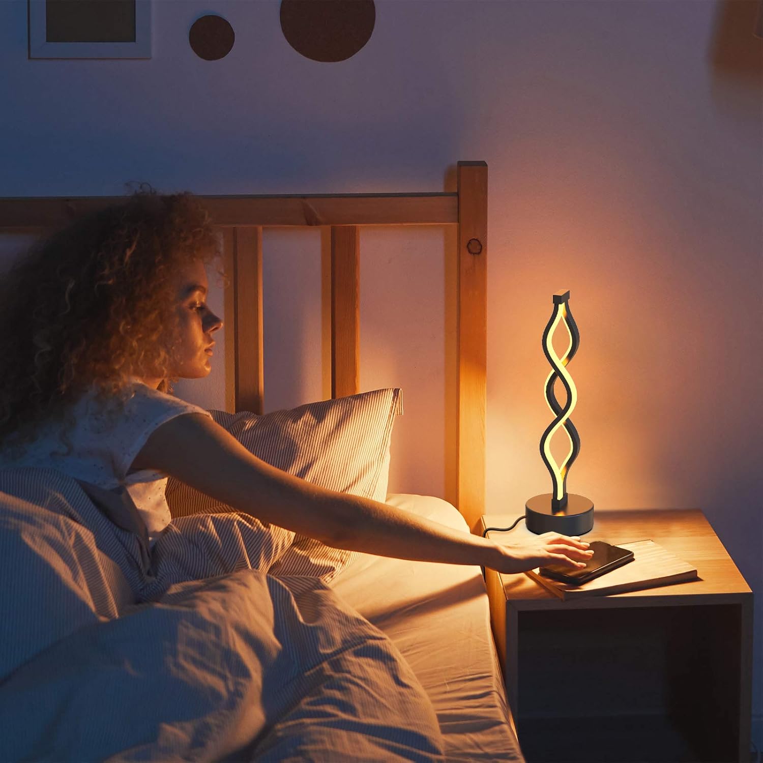 Dimmable Black Bedside Lamp — 8" - View 3