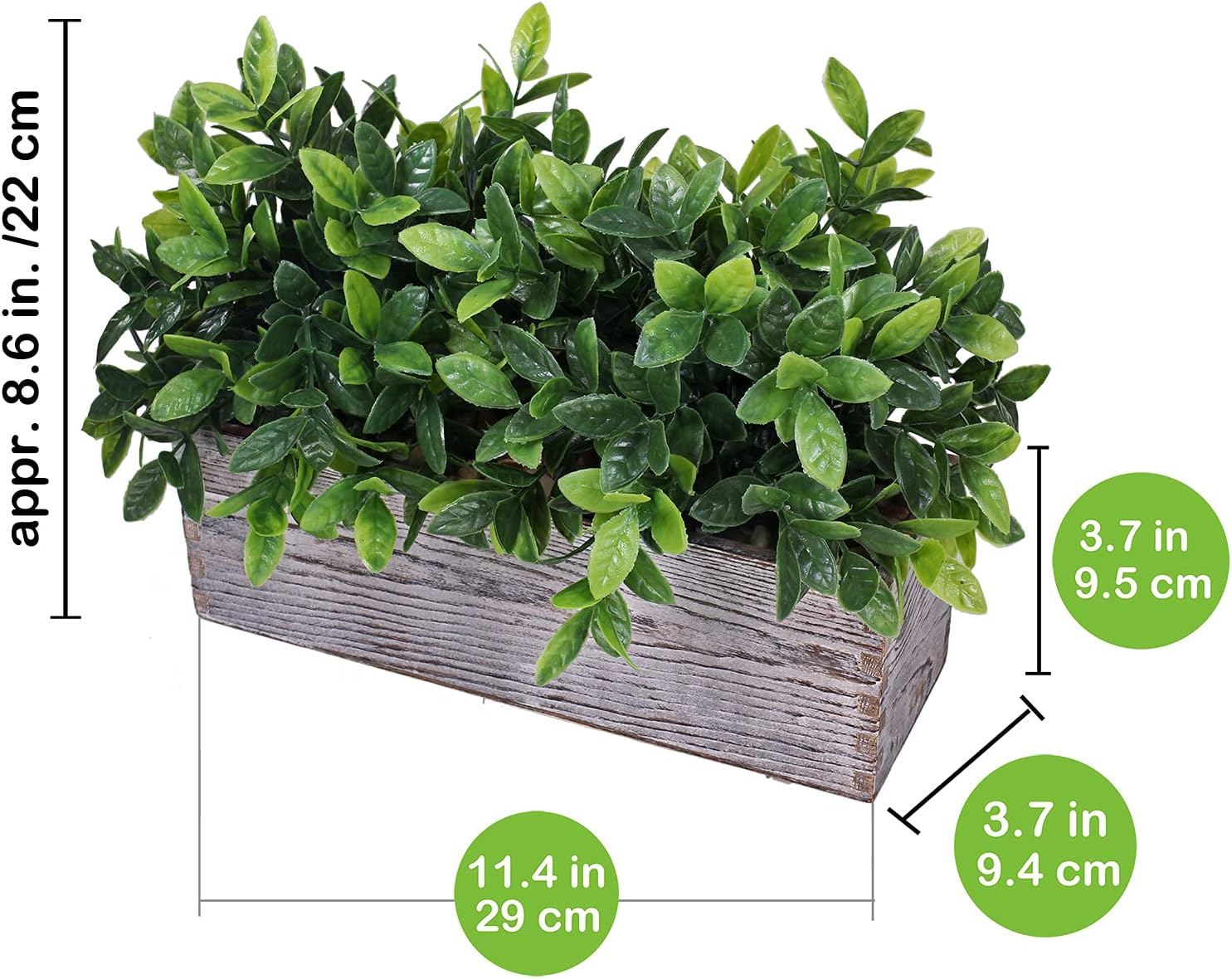 Rectangular Farmhouse Wood Artificial Plant - View 3