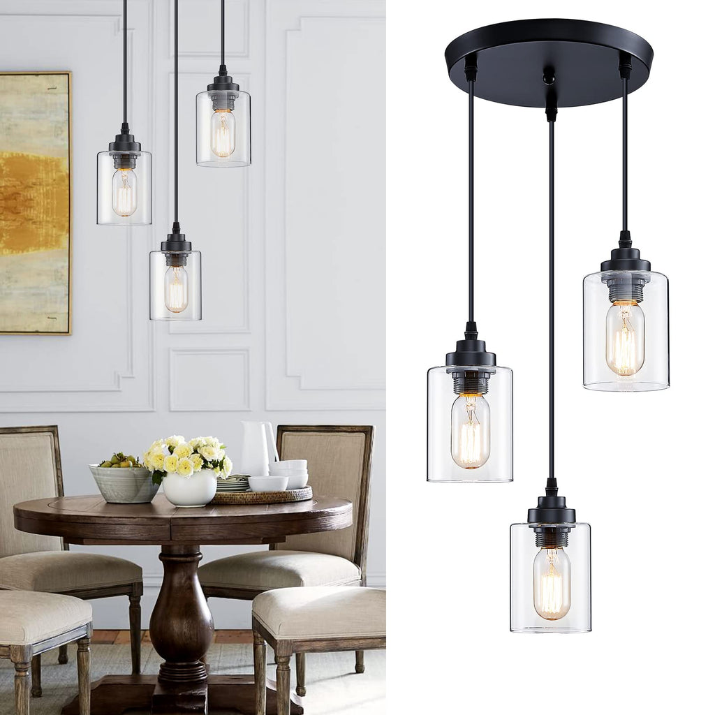 Adjustable Farmhouse Metal Pendant Light — 3-Light