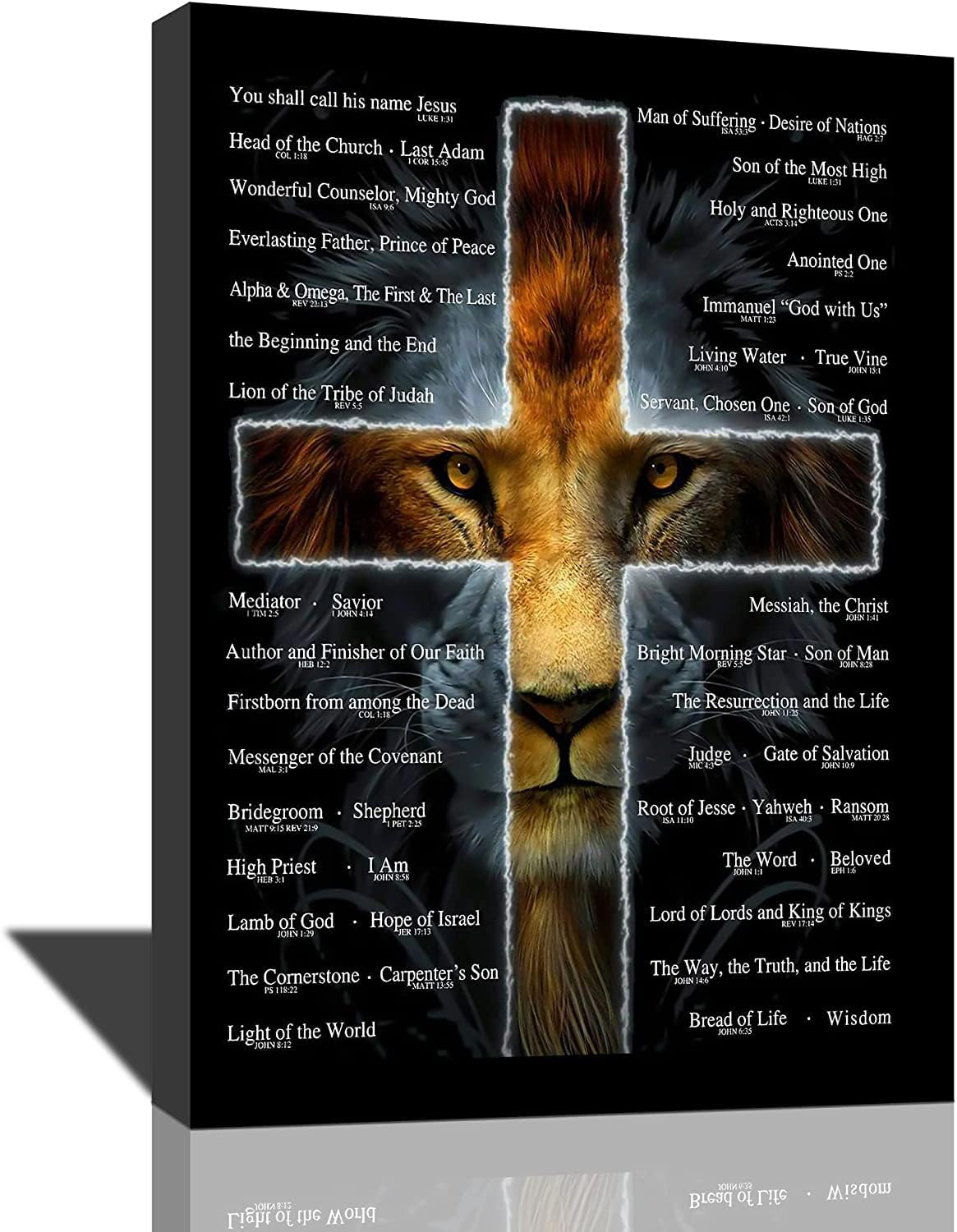 Framed Mid-Century Metal Wall Decor — 12" — Scripture Lion