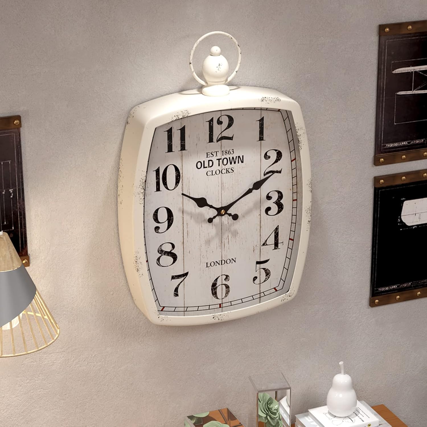Battery Operated Farmhouse Black Wall Clock — 15.5" - View 4