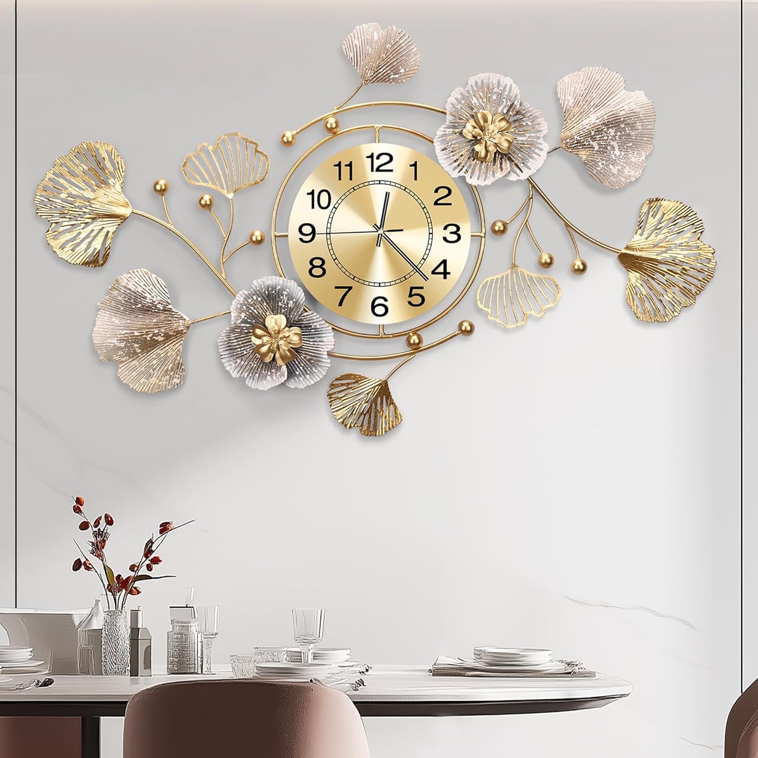 Mid-Century Blue Wall Clock — 32" — Retro Coffee Color