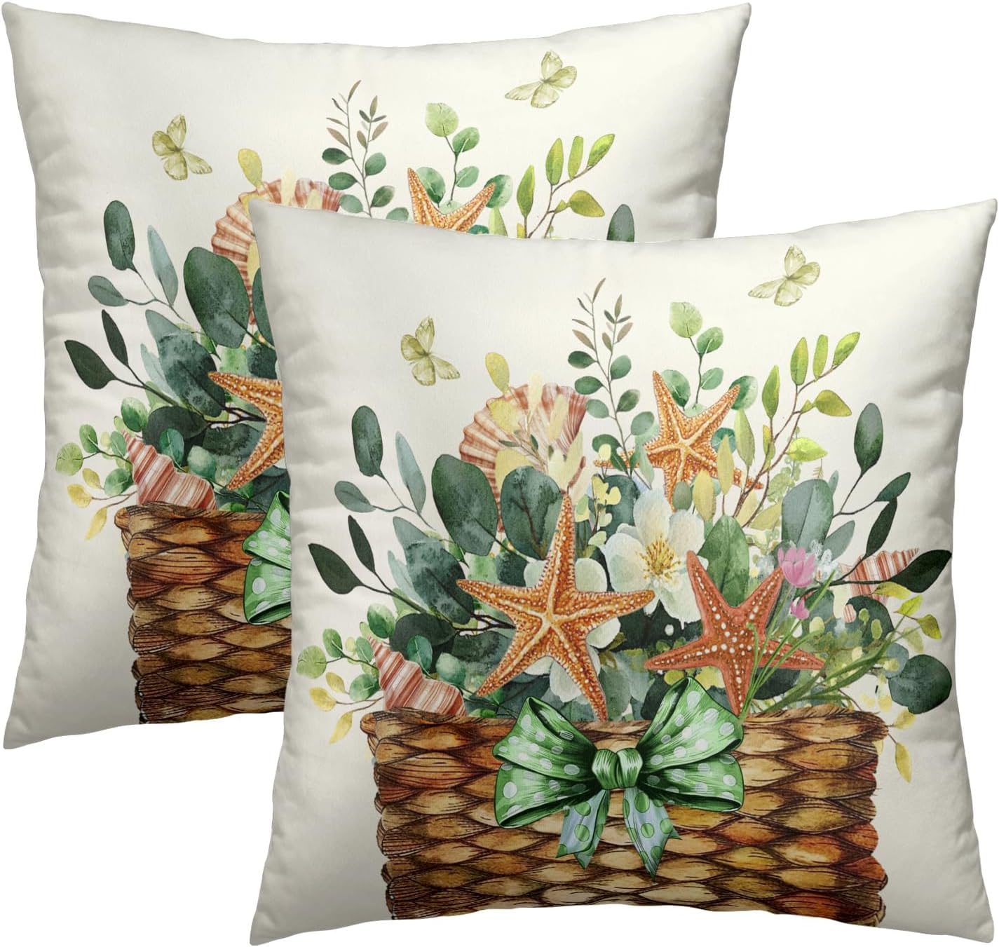Beige Throw Pillow Cover — 18" — 18" x 18" (Pack of 2)