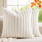 Velvet Farmhouse Beige Throw Pillow Cover — 18"
