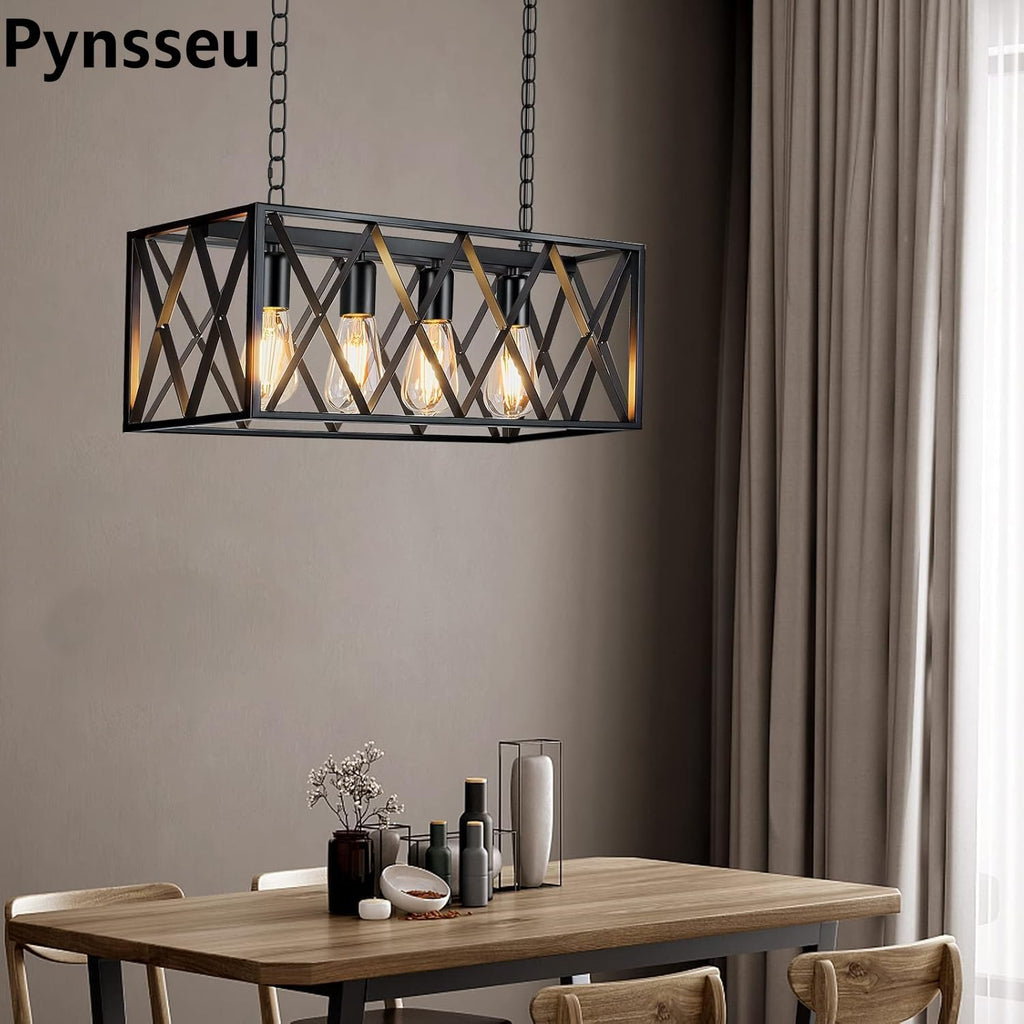 Rectangular Farmhouse Metal Pendant Light — 4-Light - View 4