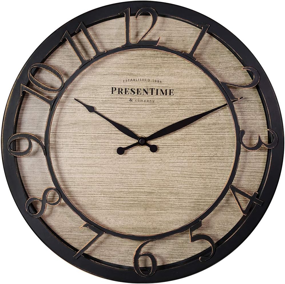 Vintage Farmhouse Gold Wall Clock — 10" — Oil Rubbed Bronze