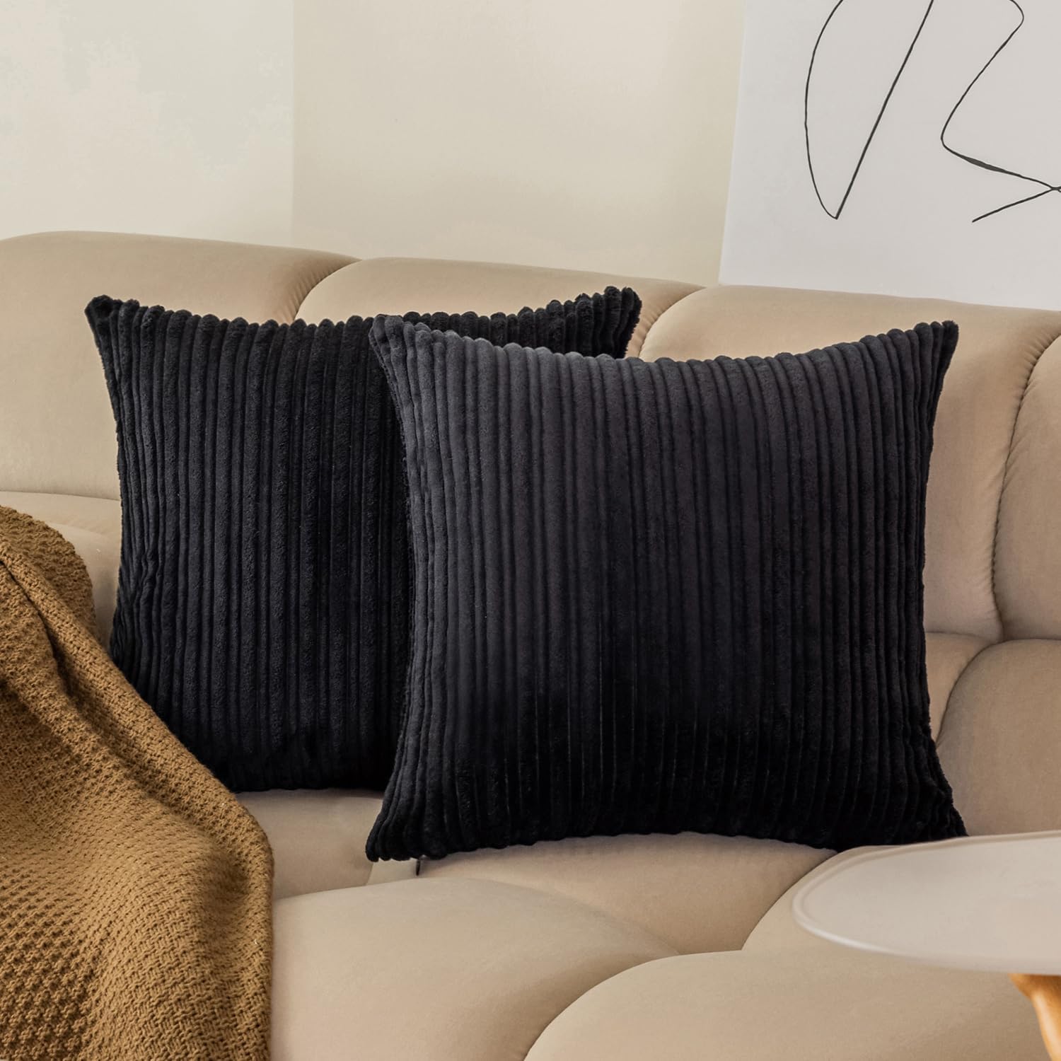 Lumbar Boho Beige Pillow Cover — 20" — 26" x 26" (Pack of 2)