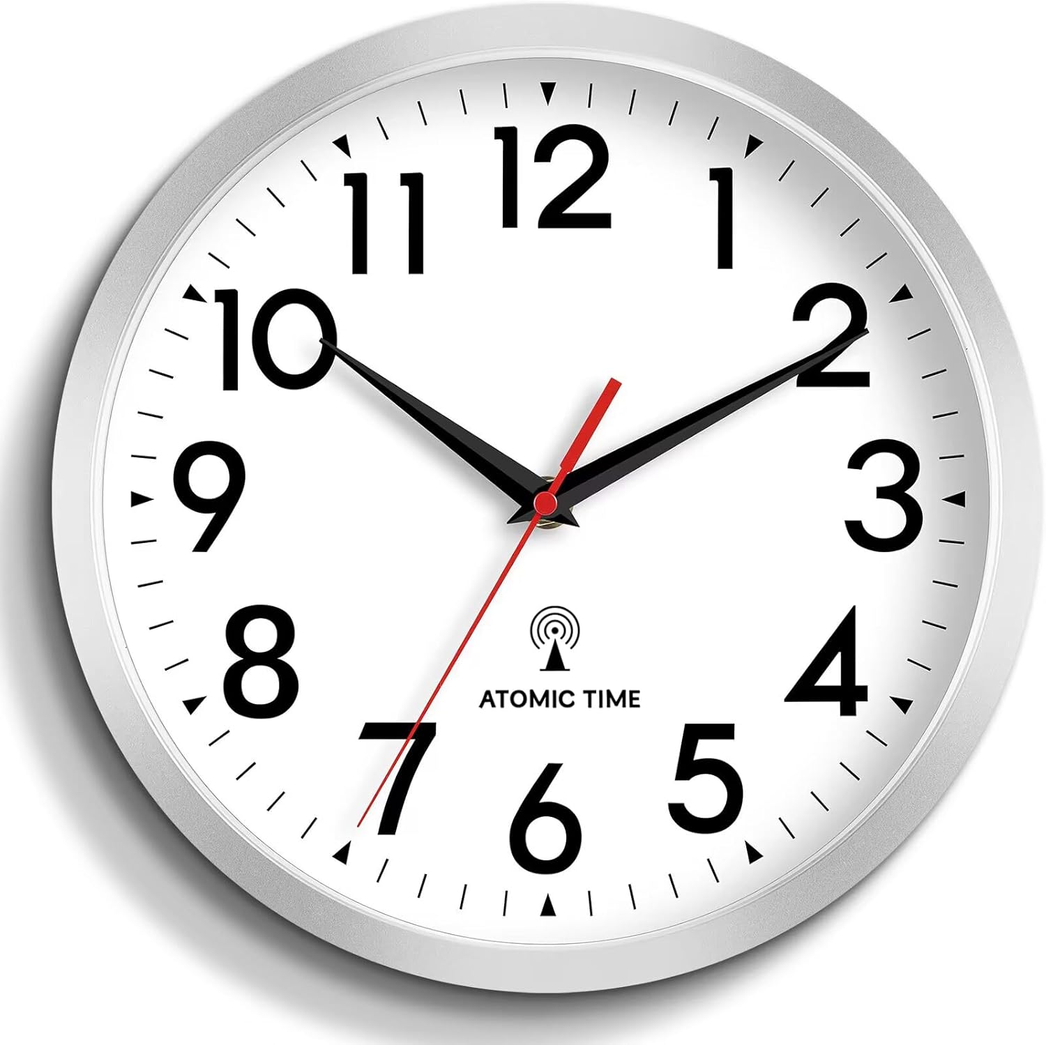 Battery Operated Black Wall Clock — 14" — K-atomic Silver