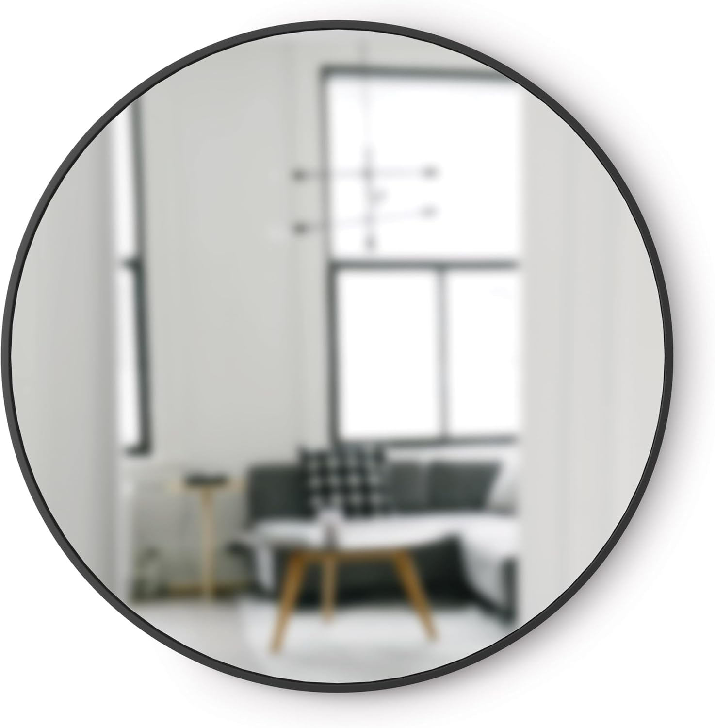 Round Modern Beige Wall Mirror — 37" — 37"L x 37"W