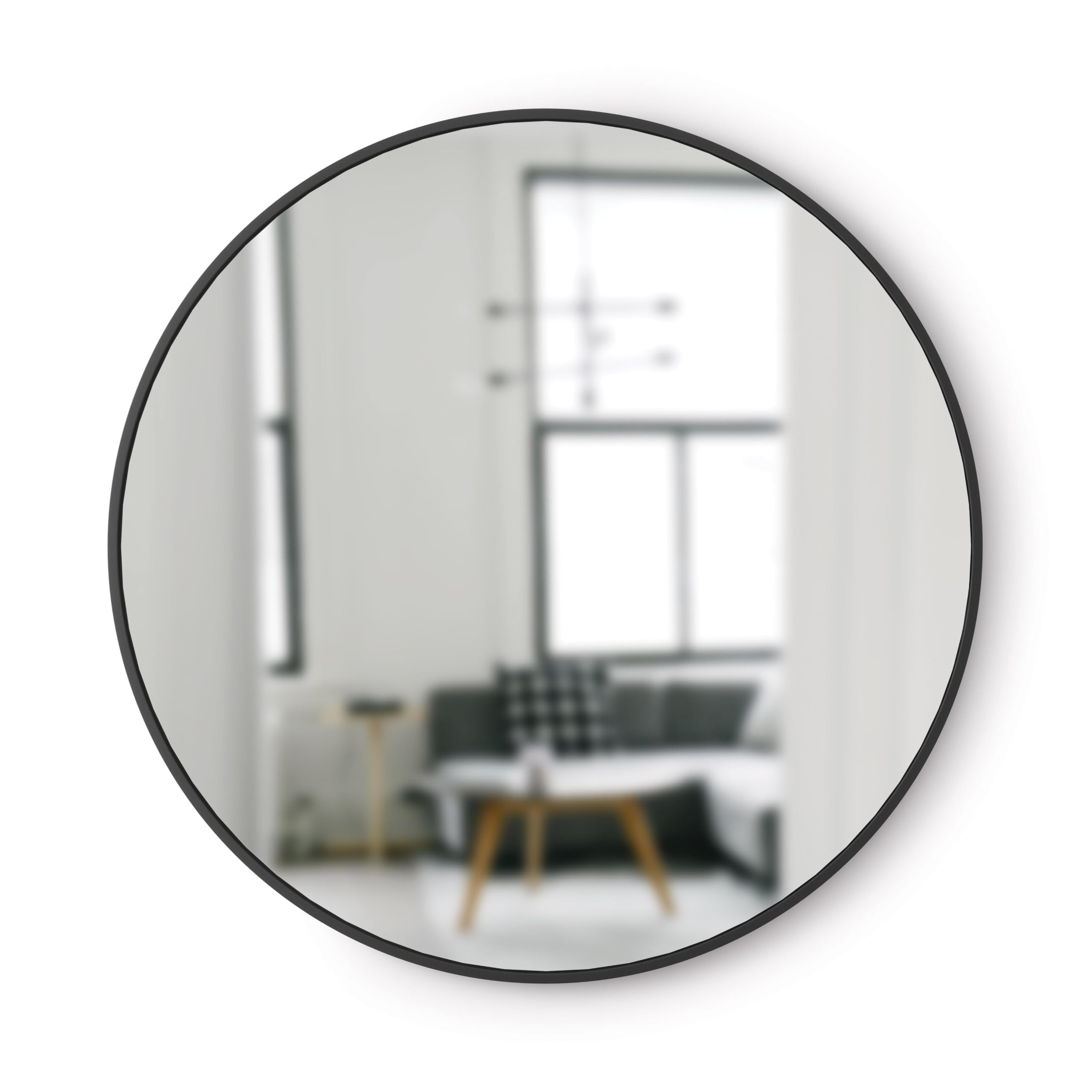 Round Modern Beige Wall Mirror — 37"