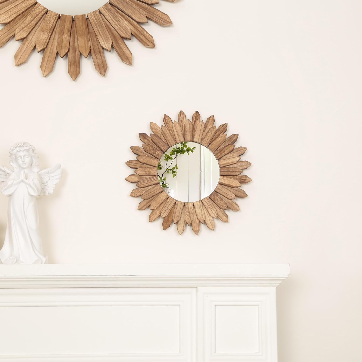 Round Boho Wood Mirror — 12" - View 3