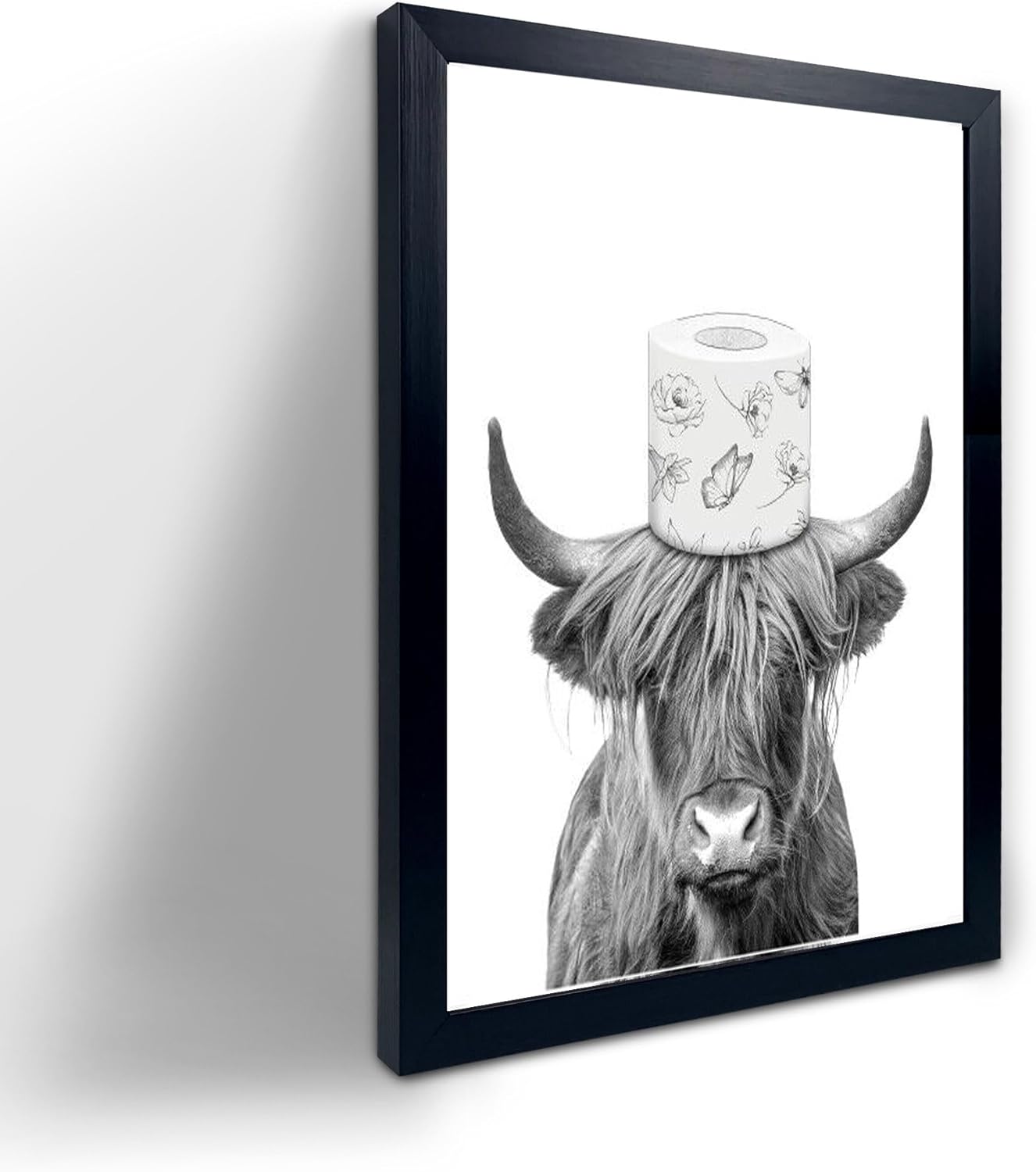 Framed Farmhouse Fabric Wall Decor — 8" — Highland Cow Wall Art