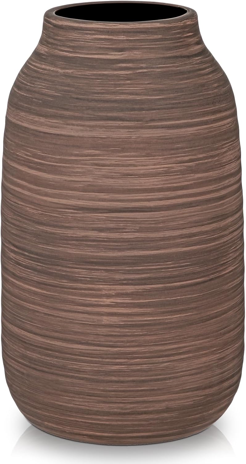 Vintage Farmhouse Brown Vase — 6" — Clay Brown