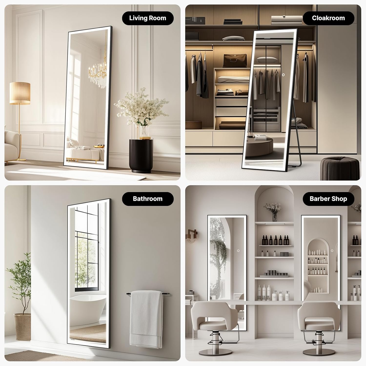 Adjustable Black Vanity Mirror — 56" - View 5