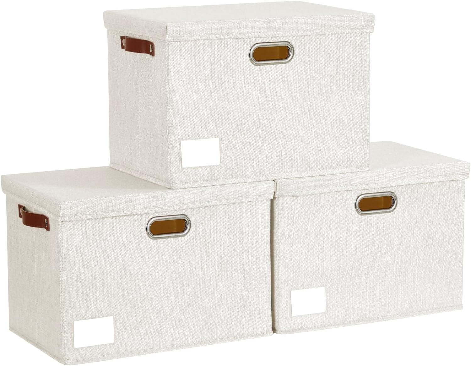 Beige Storage Bin — 17" — White