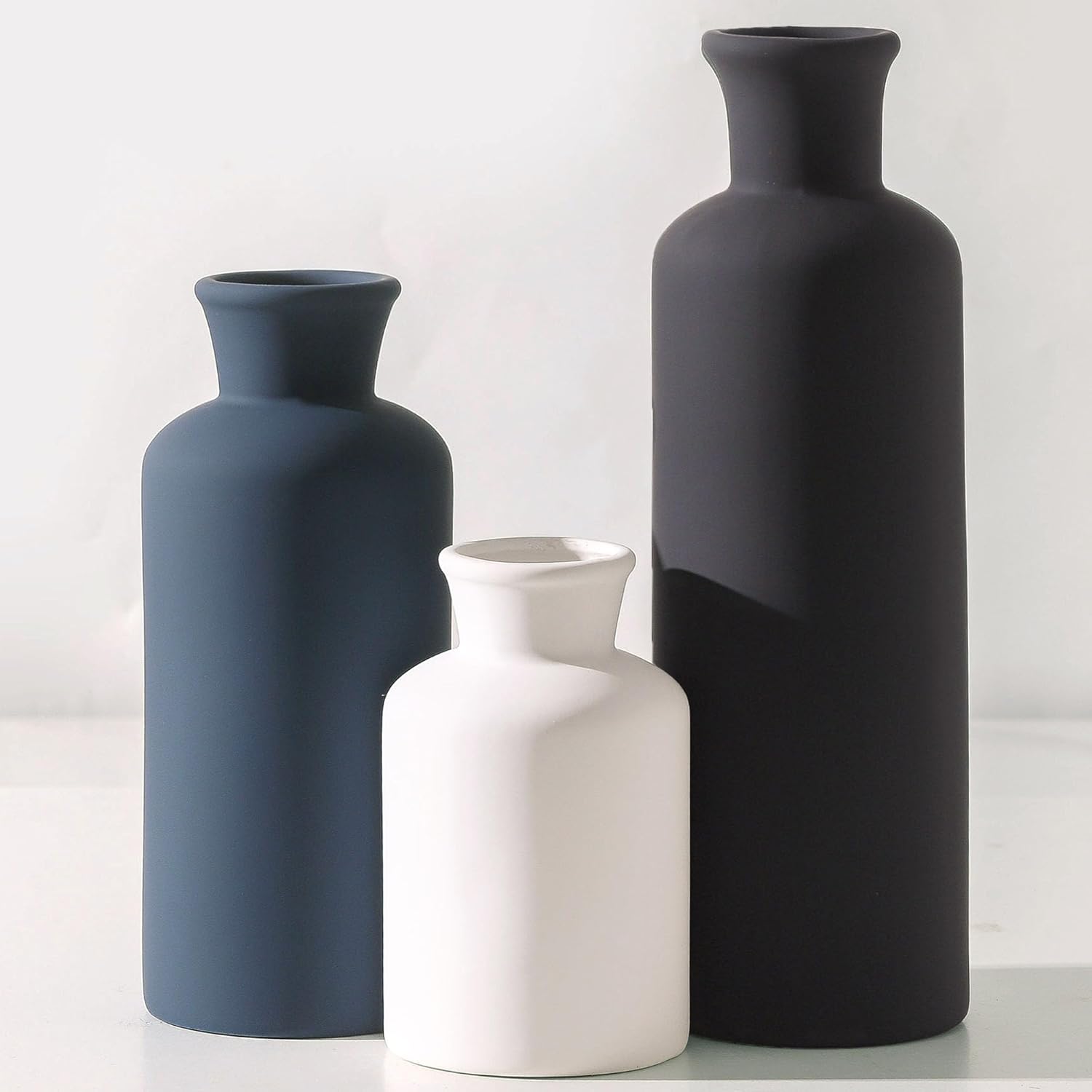 Farmhouse Blue Vase Set — Set of 3 — 007-multicolor Modern