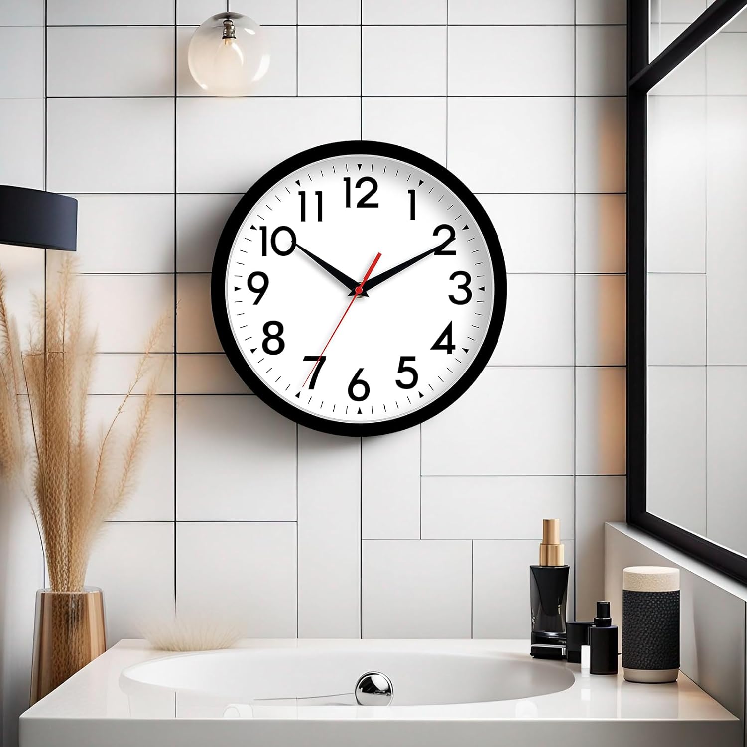 Battery Operated Black Wall Clock — 14" - View 5