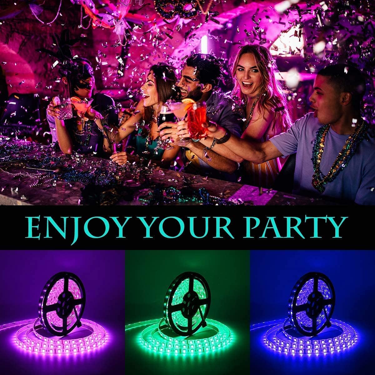 Color Changing Metal LED Strip Lights - View 3
