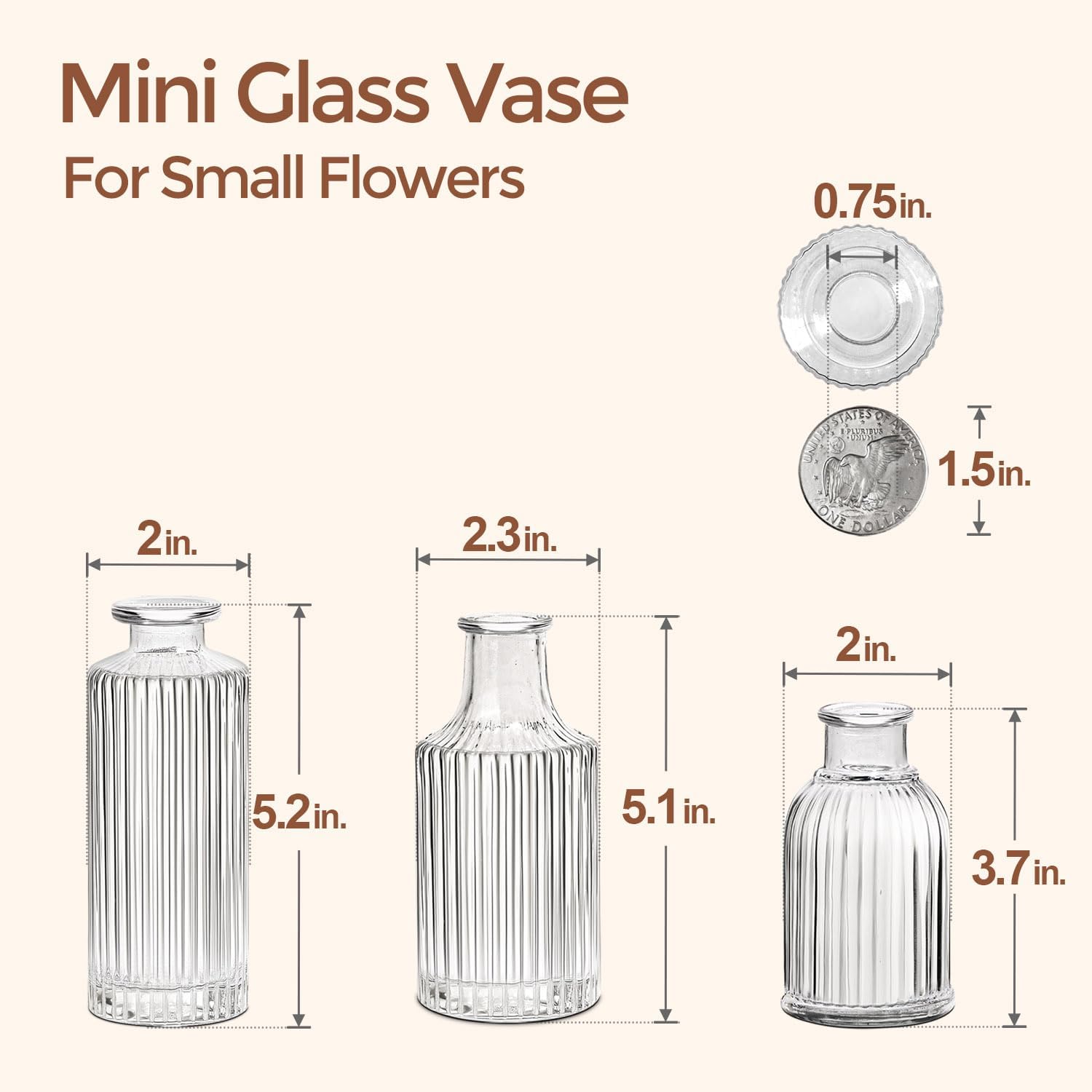 Vintage Glass Flower Vase — Set of 3 - View 3