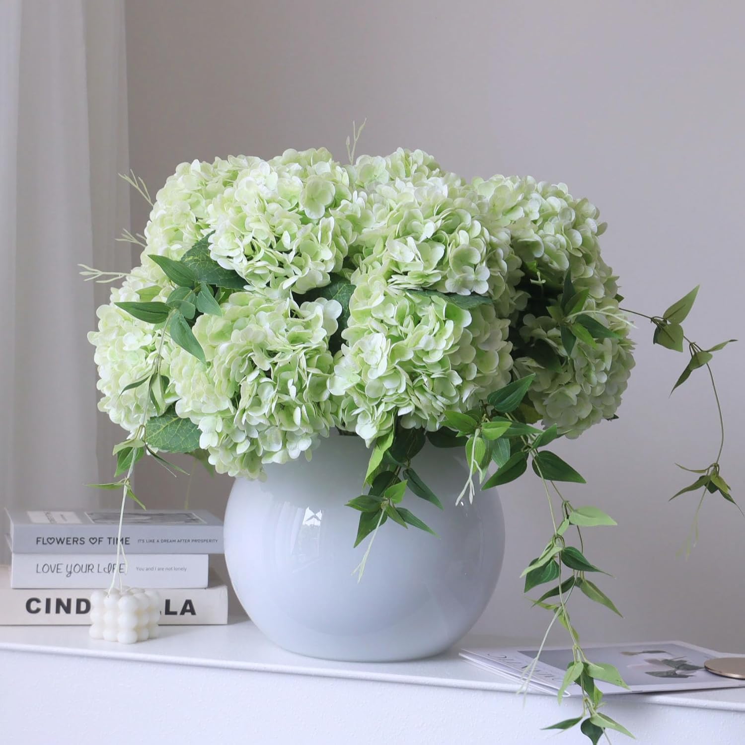Blue Artificial Flowers — 21" — Pale Mint Green 4pcs