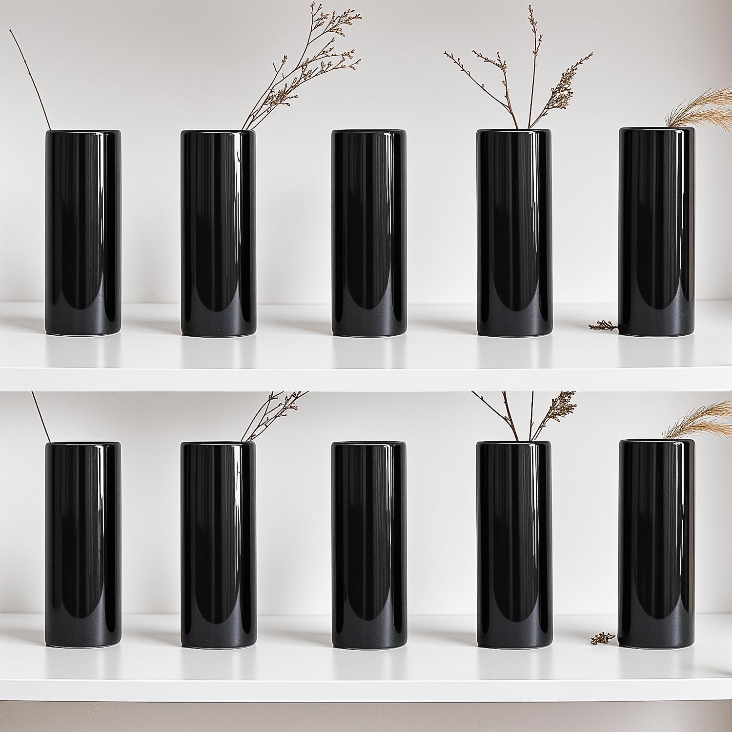 Modern Black Artificial Plant — 7.08" — 10 Pack Black - Style 3