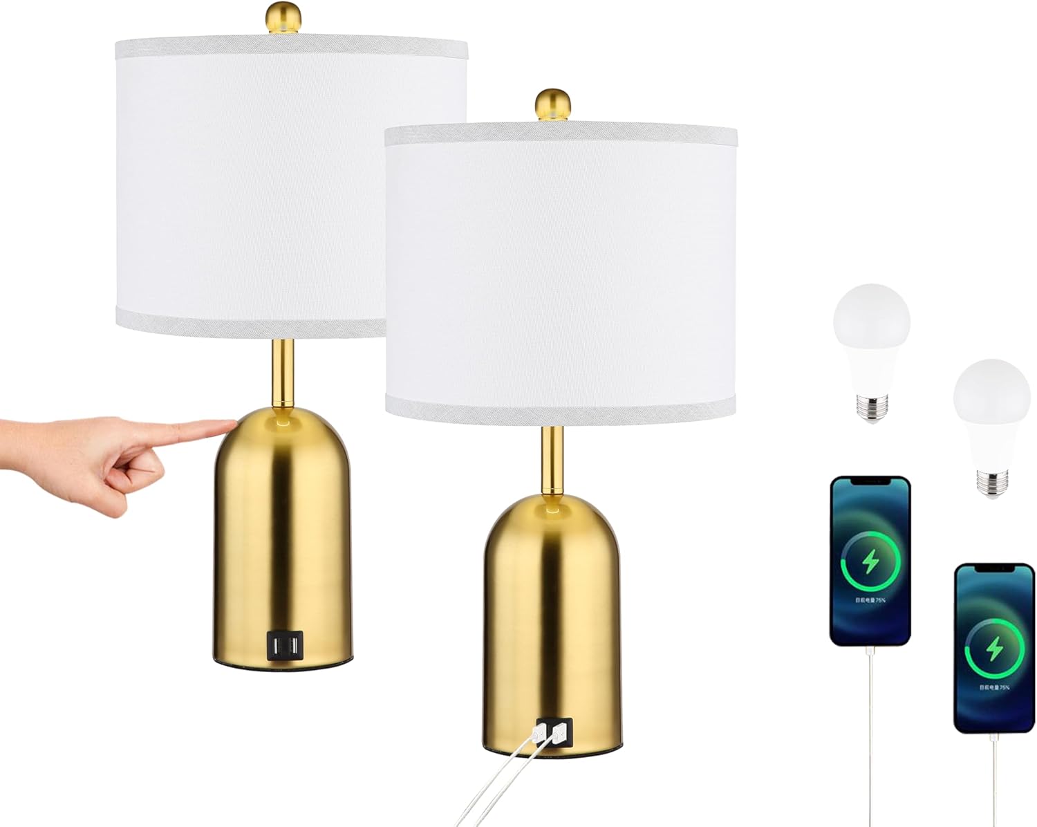 USB Luxe Gold Bedside Lamp — Gold-02