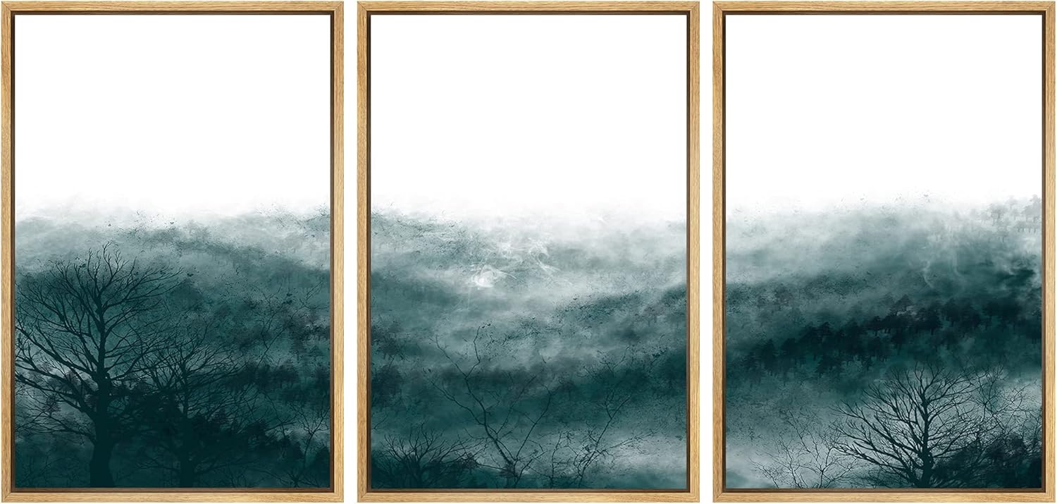 Framed Modern Fabric Wall Art — 24" — 16"x24"x3 Panels Natural