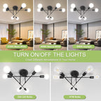 Mid-Century Black Chandelier — 6-Light - View 4