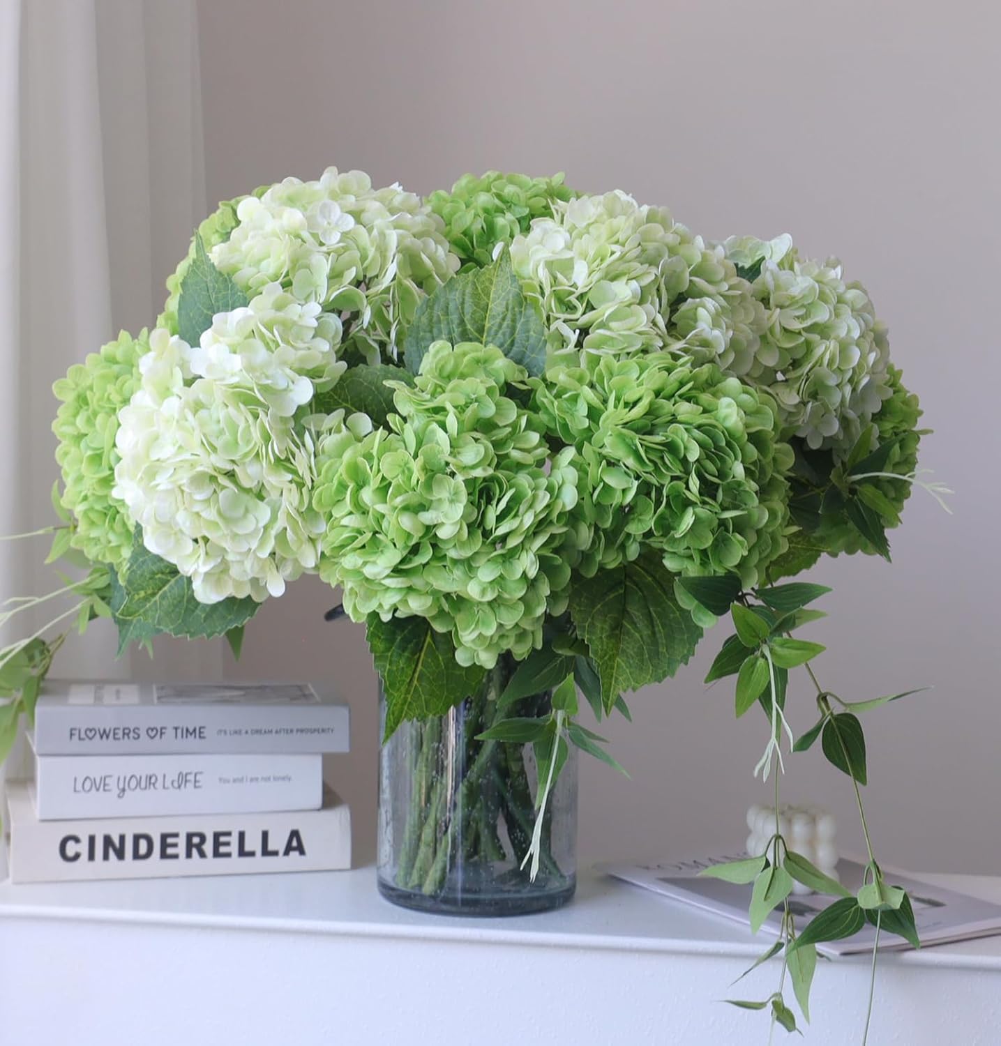 Blue Artificial Flowers — 21" — Mix Green