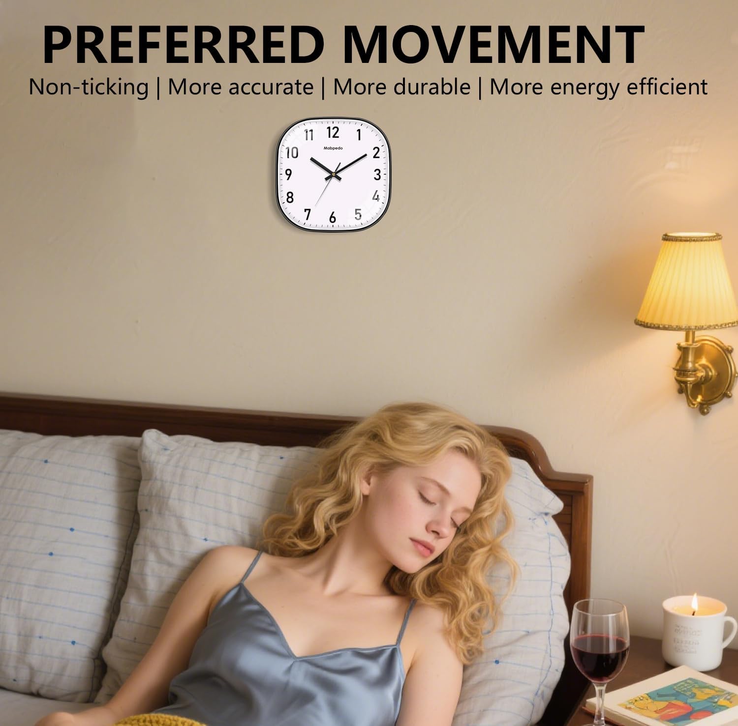 Battery Operated Black Wall Clock — 8" - View 4