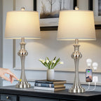 Dimmable Modern Black Bedside Lamp — 28.75" — Silver table lamp