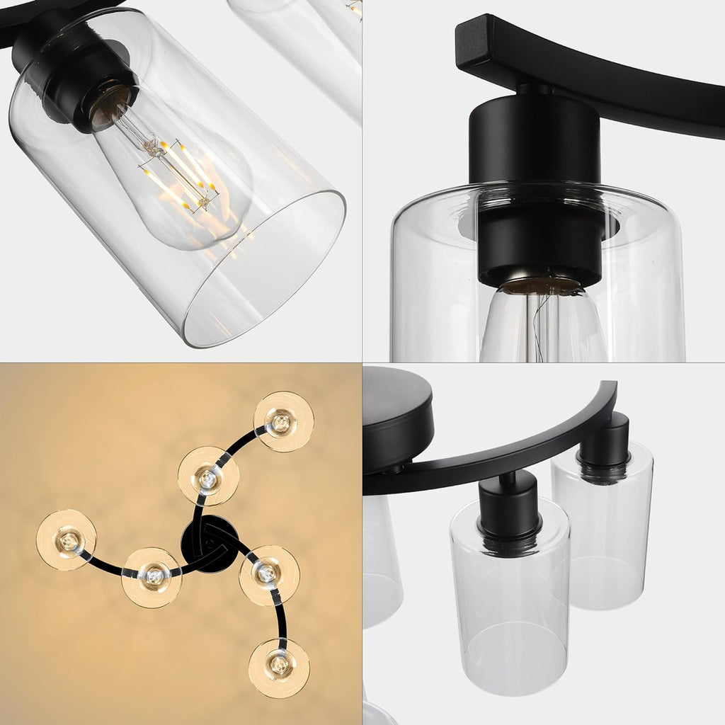 Adjustable Farmhouse Black Chandelier — 6-Light - View 7