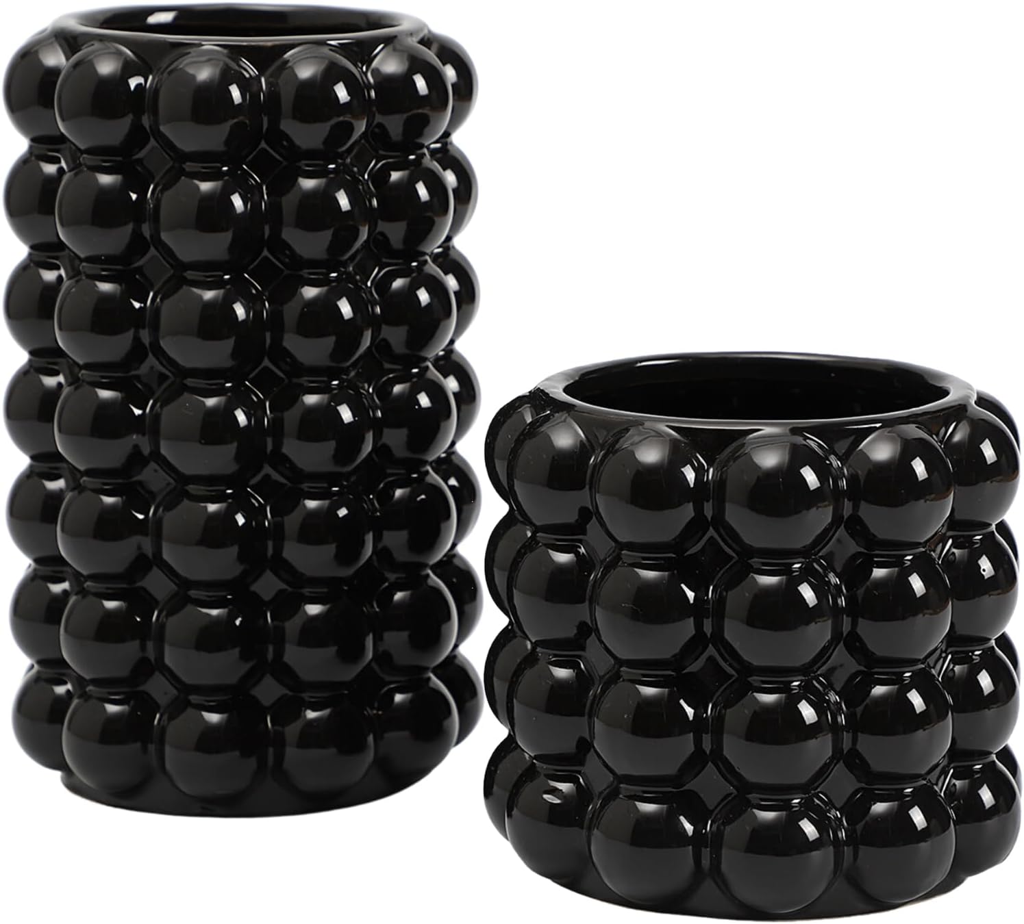 Boho Beige Flower Vase — Set of 2 — Black