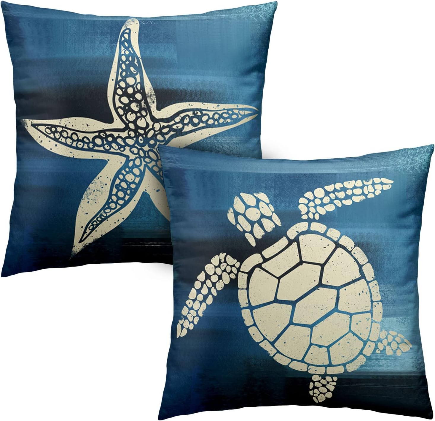 Boho Blue Throw Pillow Cover — 18" — Ocean Theme-12