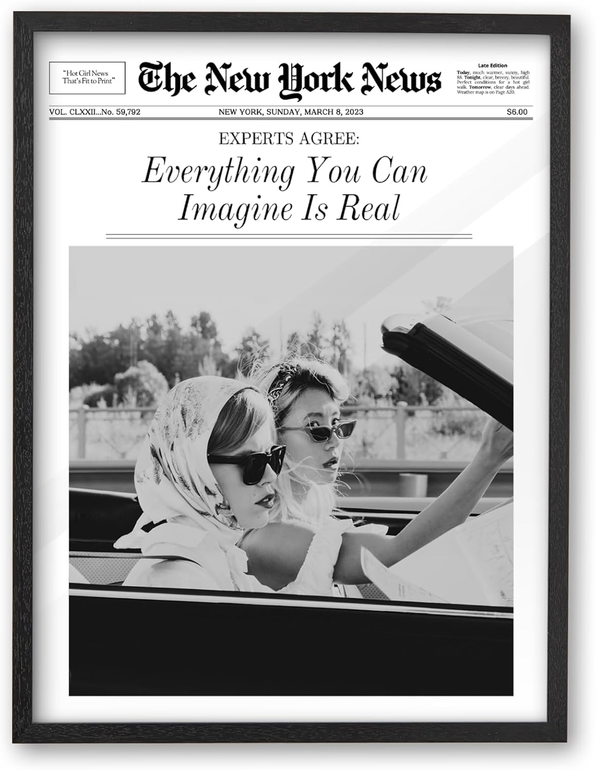 Vintage Black Framed Wall Art — 10" — Black Framed-Imagine Is Real