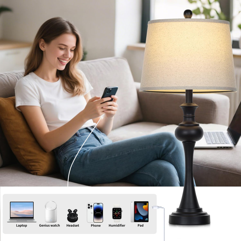 Dimmable Modern Black Bedside Lamp — 28.75" - View 3