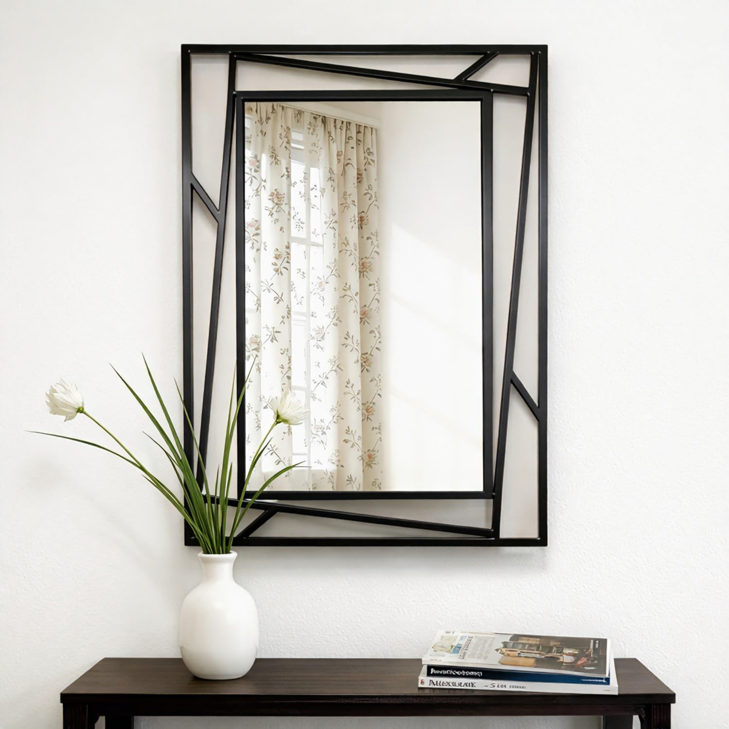 Framed Farmhouse Black Wall Mirror — 28"