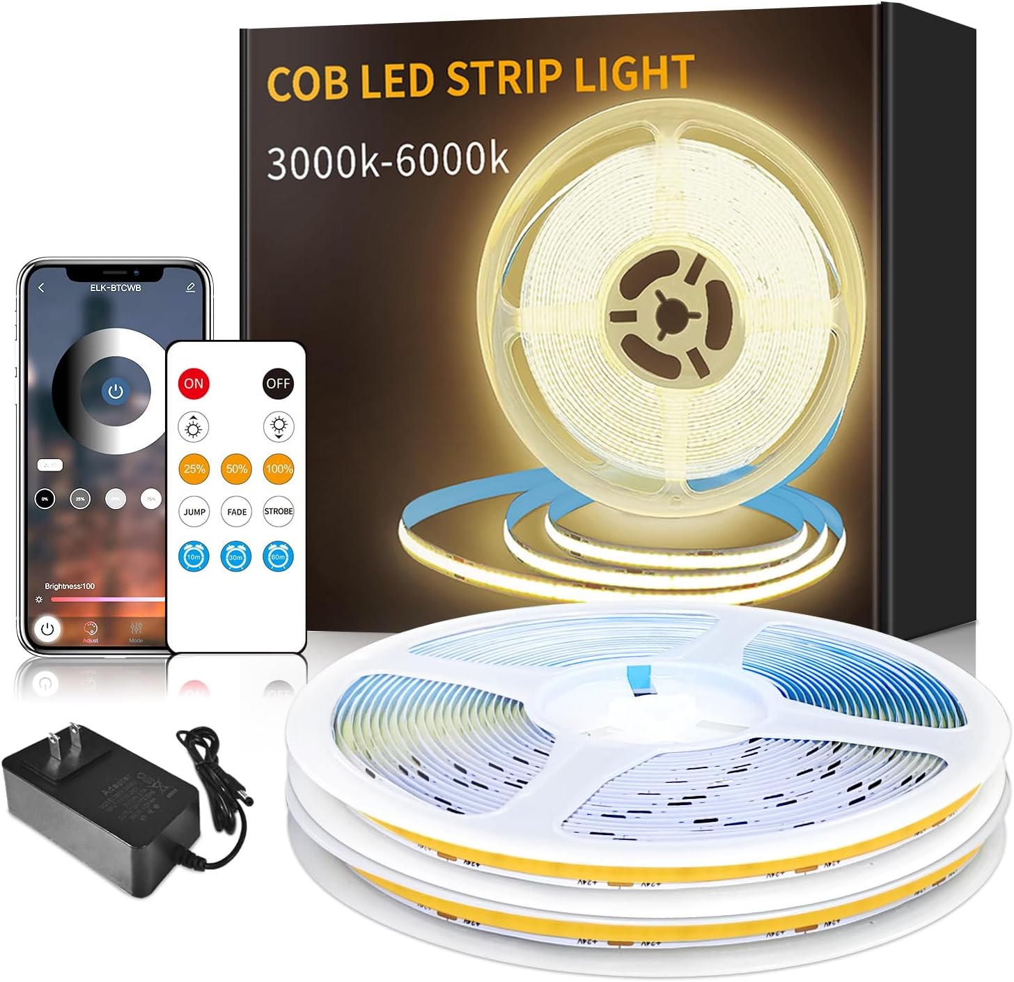 Dimmable White LED Strip Lights — Warm White