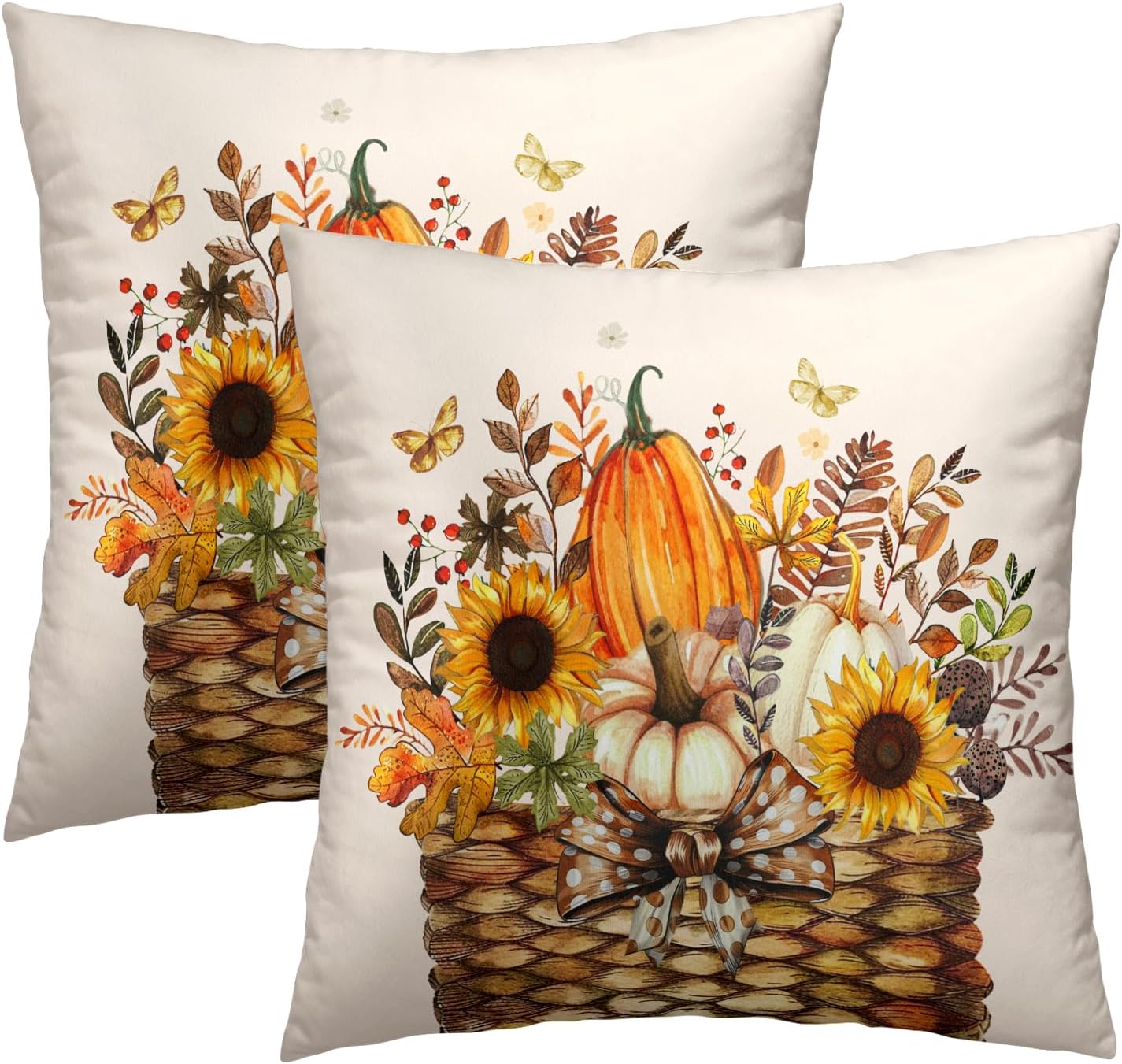 Beige Throw Pillow Cover — 18" — 16" x 16" (Pack of 2)