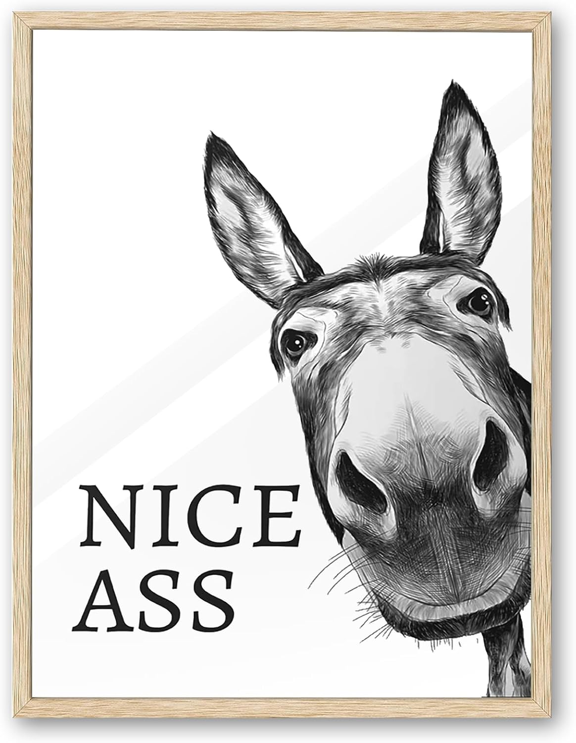 Framed Black Canvas Wall Art — 16" — Black and White OAK Donkey