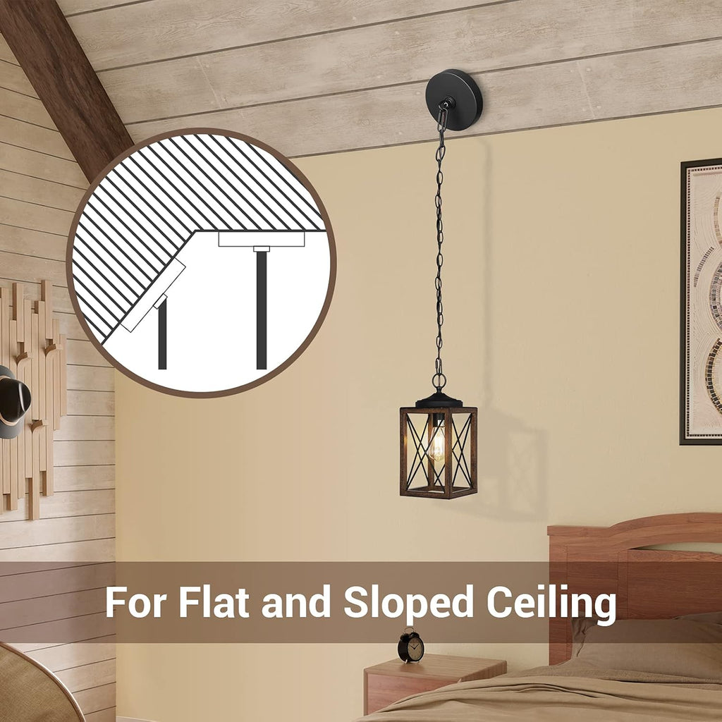Adjustable Farmhouse Wood Pendant Light — 63" - View 6