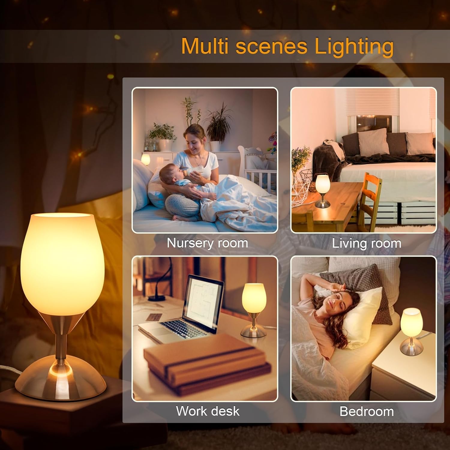 Dimmable Black Bedside Lamp - View 5